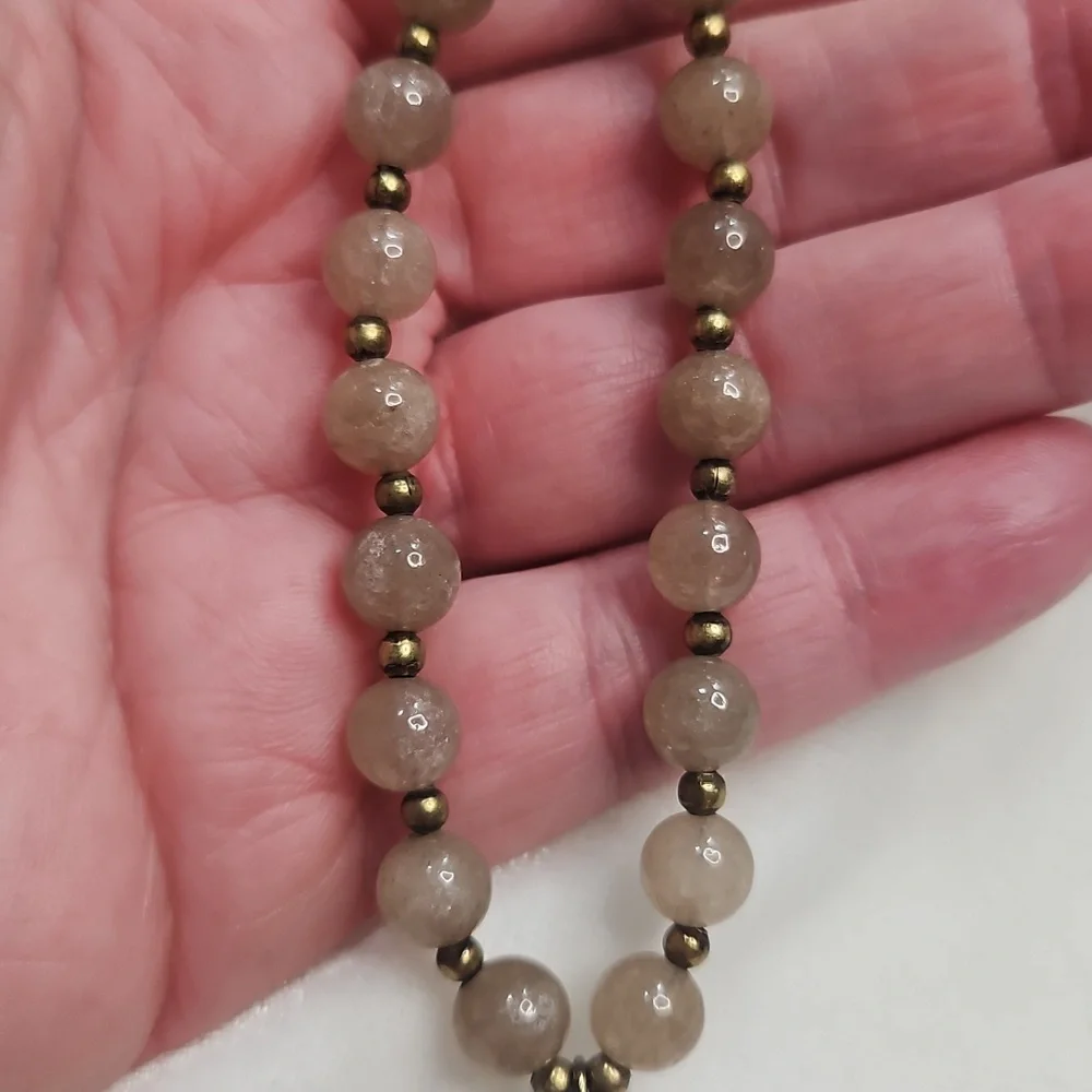 Women's Long Natural Gemstone Tiger's Eye Agate Chain Tassel Necklace NWOT